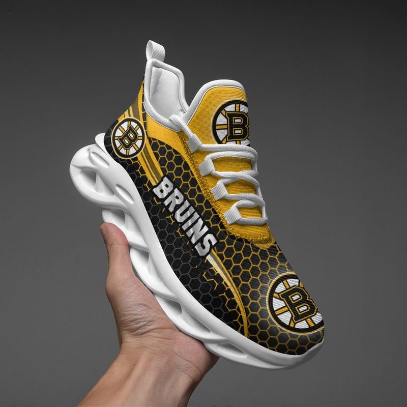Boston Bruins Honeycomb Pattern Max Soul Shoes NEW019364 - Famjoys Boston Bruins Honeycomb Pattern Max Soul Shoes NEW019364 - Famjoys