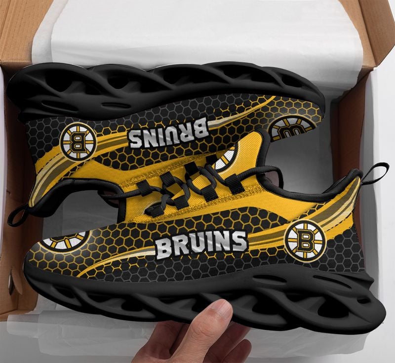 Boston Bruins Honeycomb Pattern Max Soul Shoes NEW019364 - Famjoys Boston Bruins Honeycomb Pattern Max Soul Shoes NEW019364 - Famjoys