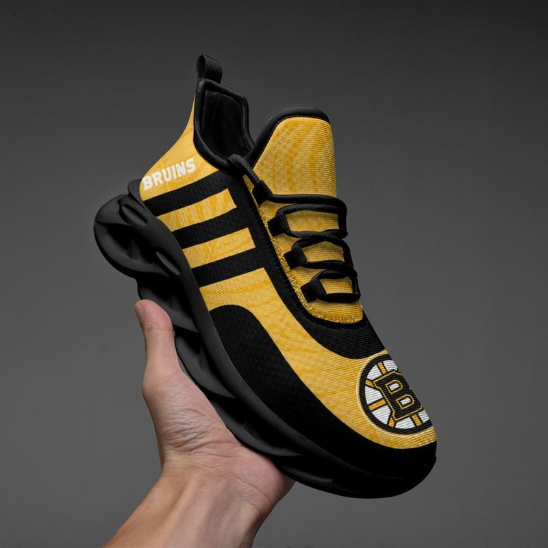 Boston Bruins Leaf and Stripe Pattern Men's and Women's Max Soul Shoes NLA61264 - Famjoys Boston Bruins Leaf and Stripe Pattern Men's and Women's Max Soul Shoes NLA61264 - Famjoys