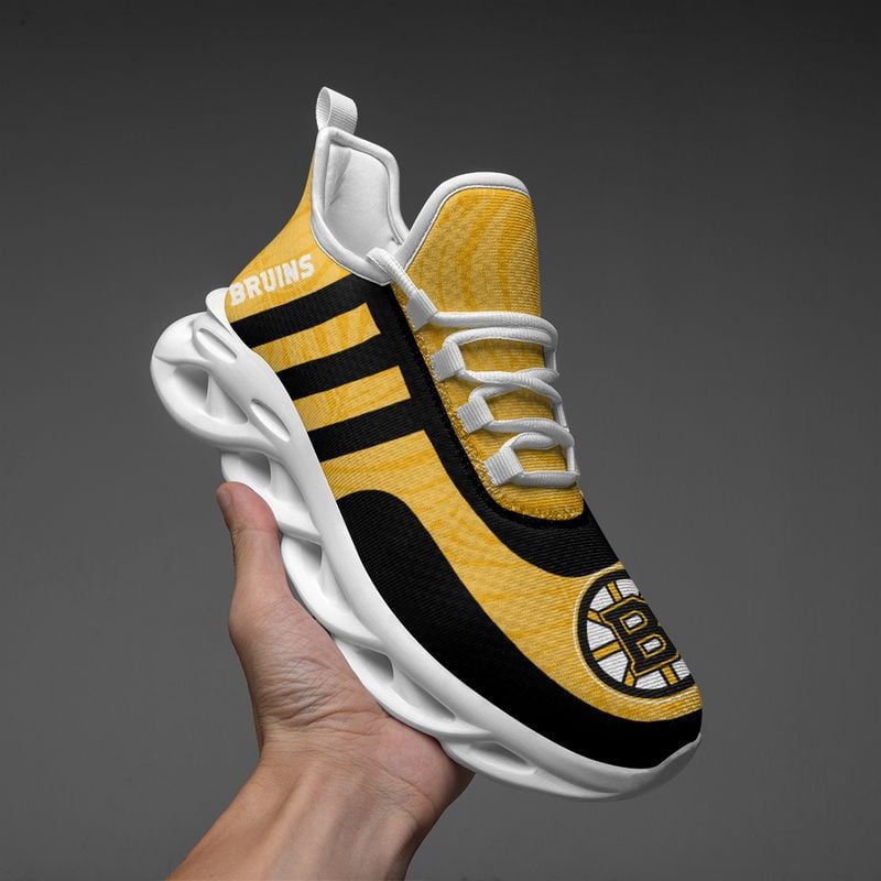 Boston Bruins Leaf and Stripe Pattern Men's and Women's Max Soul Shoes NLA61264 - Famjoys Boston Bruins Leaf and Stripe Pattern Men's and Women's Max Soul Shoes NLA61264 - Famjoys