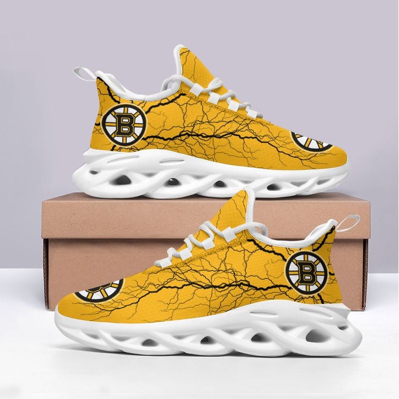 Boston Bruins Lightning Pattern Max Soul Shoes NEW020564 - Famjoys Boston Bruins Lightning Pattern Max Soul Shoes NEW020564 - Famjoys