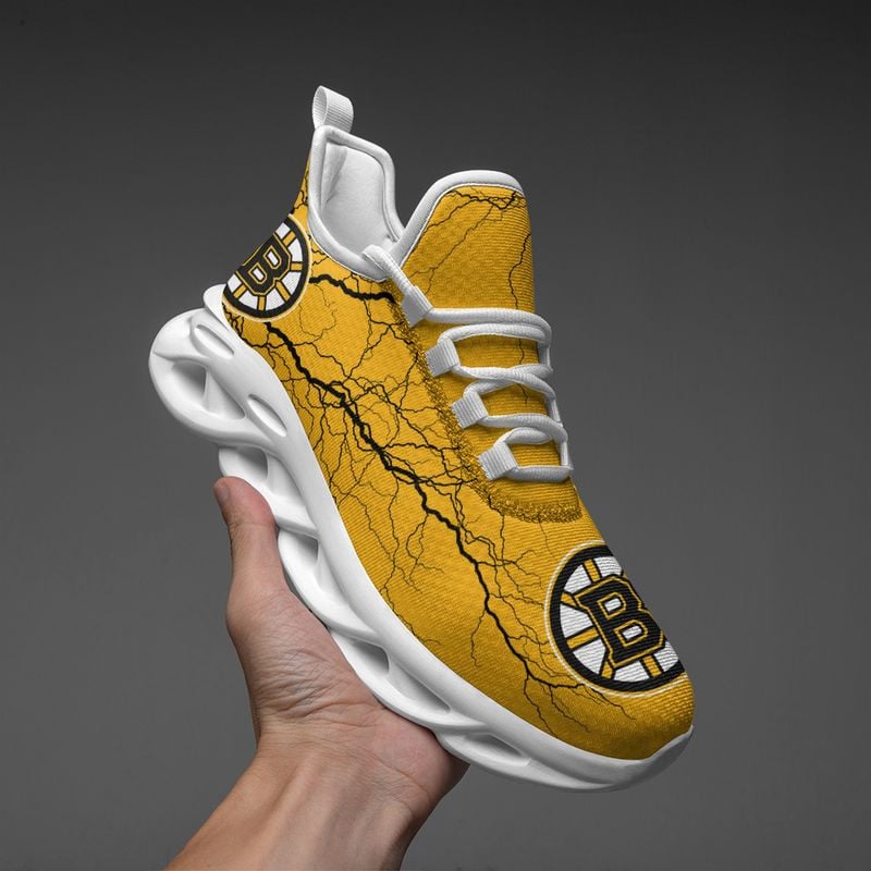 Boston Bruins Lightning Pattern Max Soul Shoes NEW020564 - Famjoys Boston Bruins Lightning Pattern Max Soul Shoes NEW020564 - Famjoys