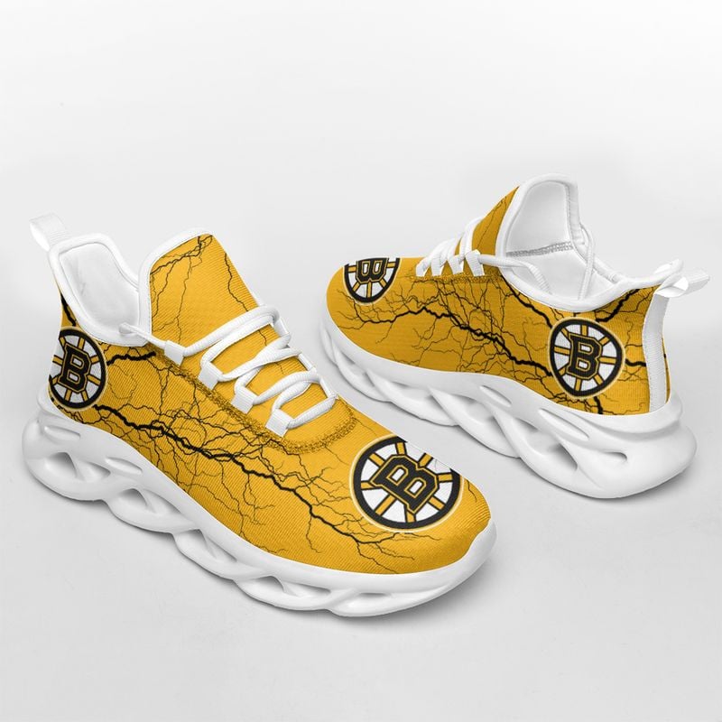 Boston Bruins Lightning Pattern Max Soul Shoes NEW020564 - Famjoys Boston Bruins Lightning Pattern Max Soul Shoes NEW020564 - Famjoys