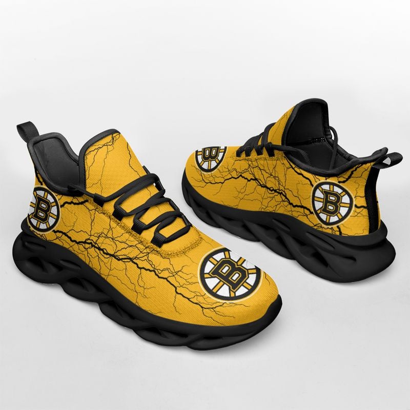 Boston Bruins Lightning Pattern Max Soul Shoes NEW020564 - Famjoys Boston Bruins Lightning Pattern Max Soul Shoes NEW020564 - Famjoys