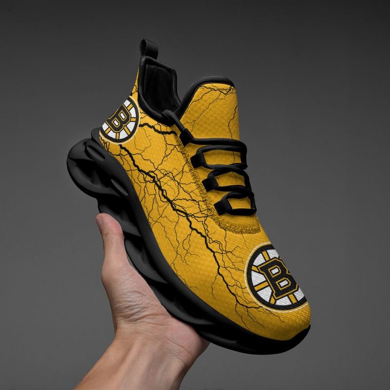 Boston Bruins Lightning Pattern Max Soul Shoes NEW020564 - Famjoys Boston Bruins Lightning Pattern Max Soul Shoes NEW020564 - Famjoys