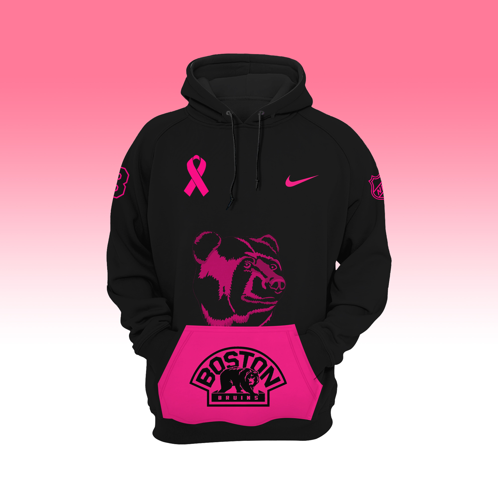 Boston Bruins NHL Breast Cancer Awareness Month Pullover Hoodie - Famjoys Boston Bruins NHL Breast Cancer Awareness Month Pullover Hoodie - Famjoys