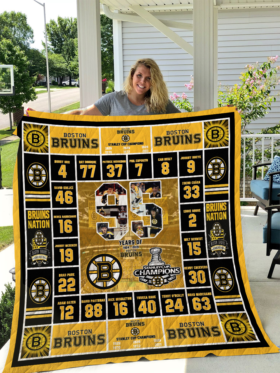 Boston Bruins Quilt Blanket - Famjoys Boston Bruins Quilt Blanket - Famjoys