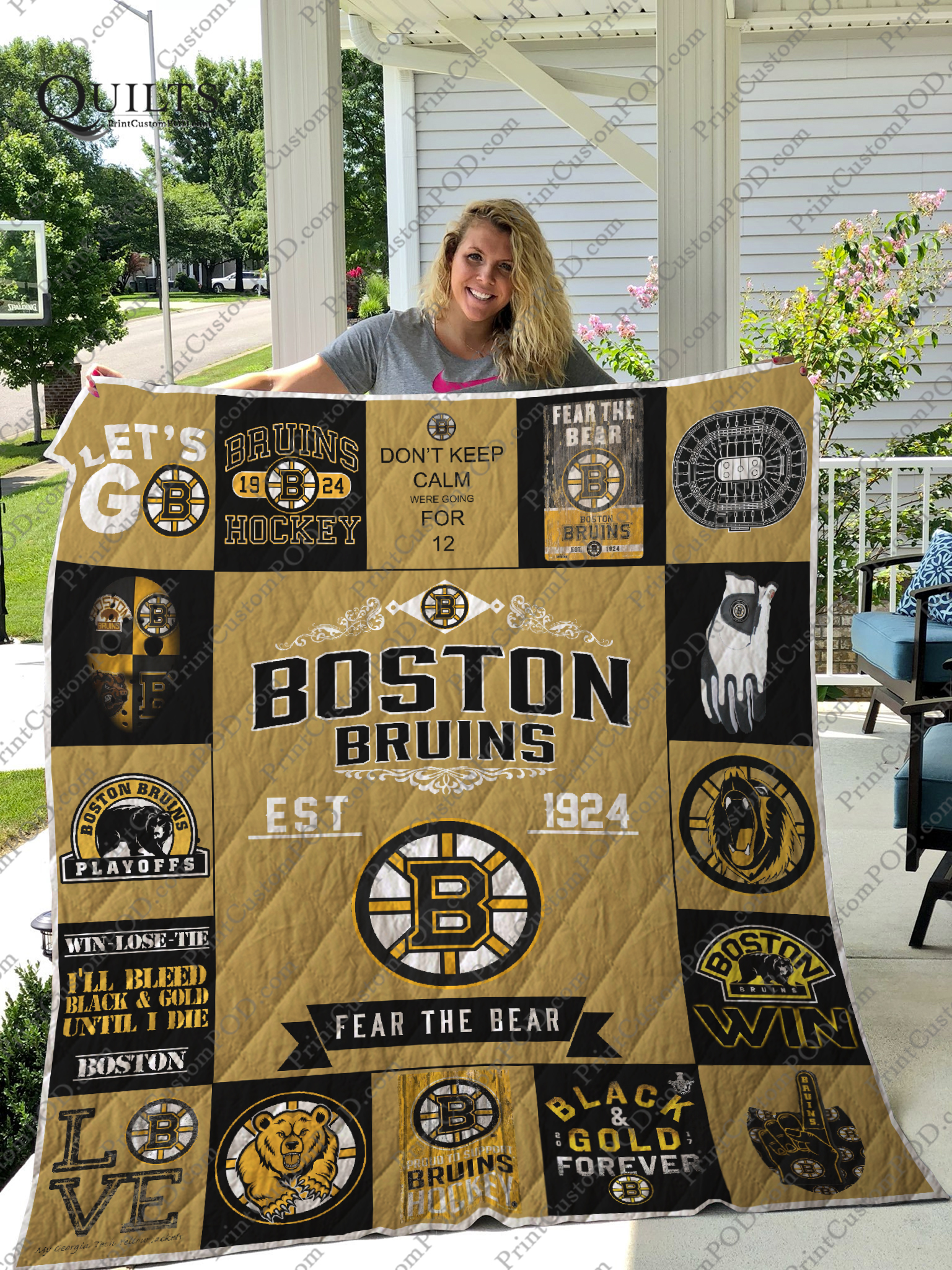 Boston Bruins Quilt Blanket Ver 17 - Famjoys Boston Bruins Quilt Blanket Ver 17 - Famjoys