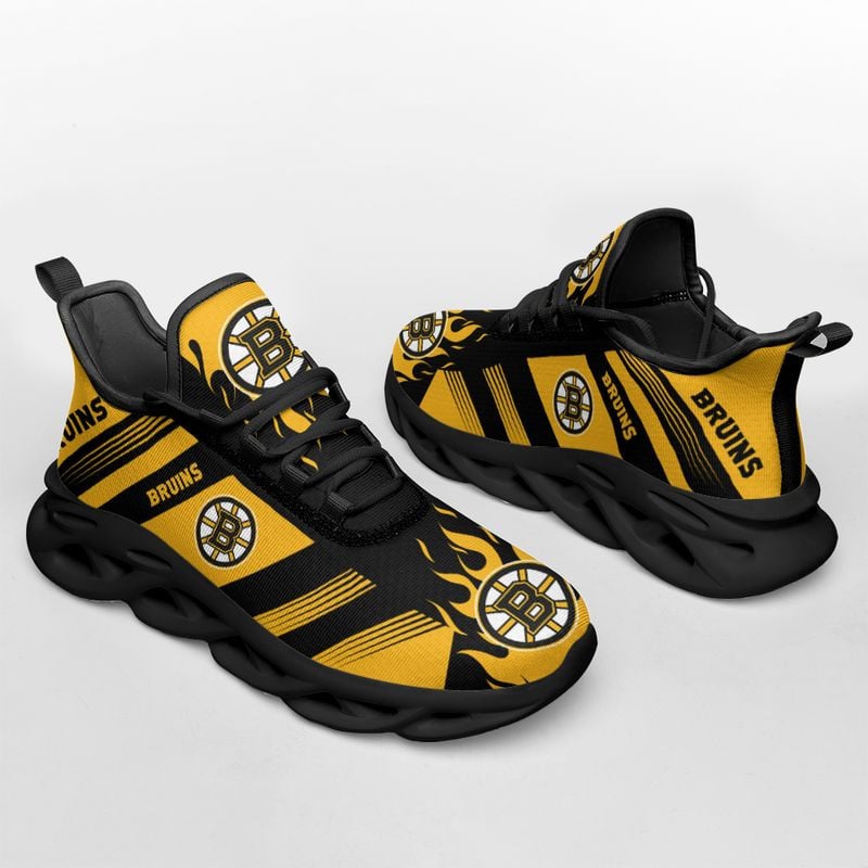 Boston Bruins Stripe and Fire Pattern Max Soul Shoes NEW019664 - Famjoys Boston Bruins Stripe and Fire Pattern Max Soul Shoes NEW019664 - Famjoys