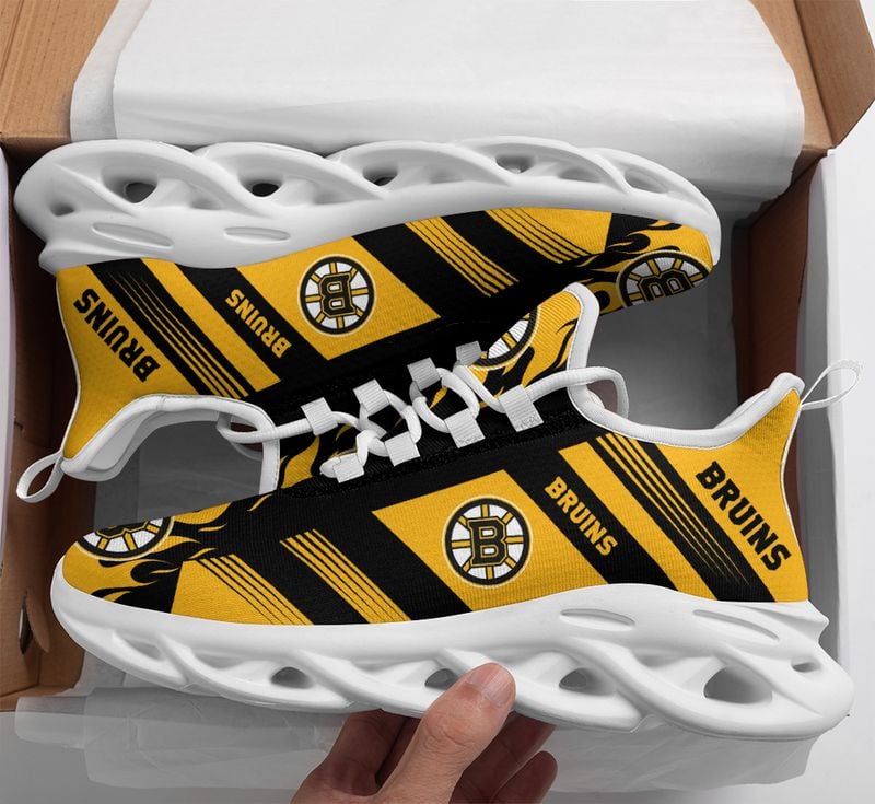 Boston Bruins Stripe and Fire Pattern Max Soul Shoes NEW019664 - Famjoys Boston Bruins Stripe and Fire Pattern Max Soul Shoes NEW019664 - Famjoys