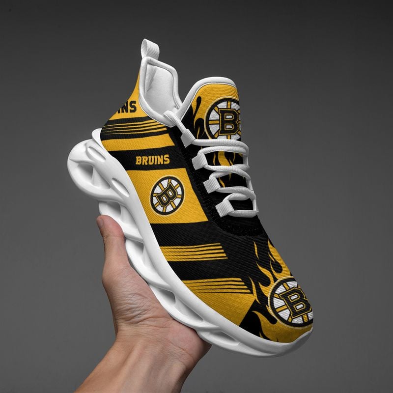 Boston Bruins Stripe and Fire Pattern Max Soul Shoes NEW019664 - Famjoys Boston Bruins Stripe and Fire Pattern Max Soul Shoes NEW019664 - Famjoys