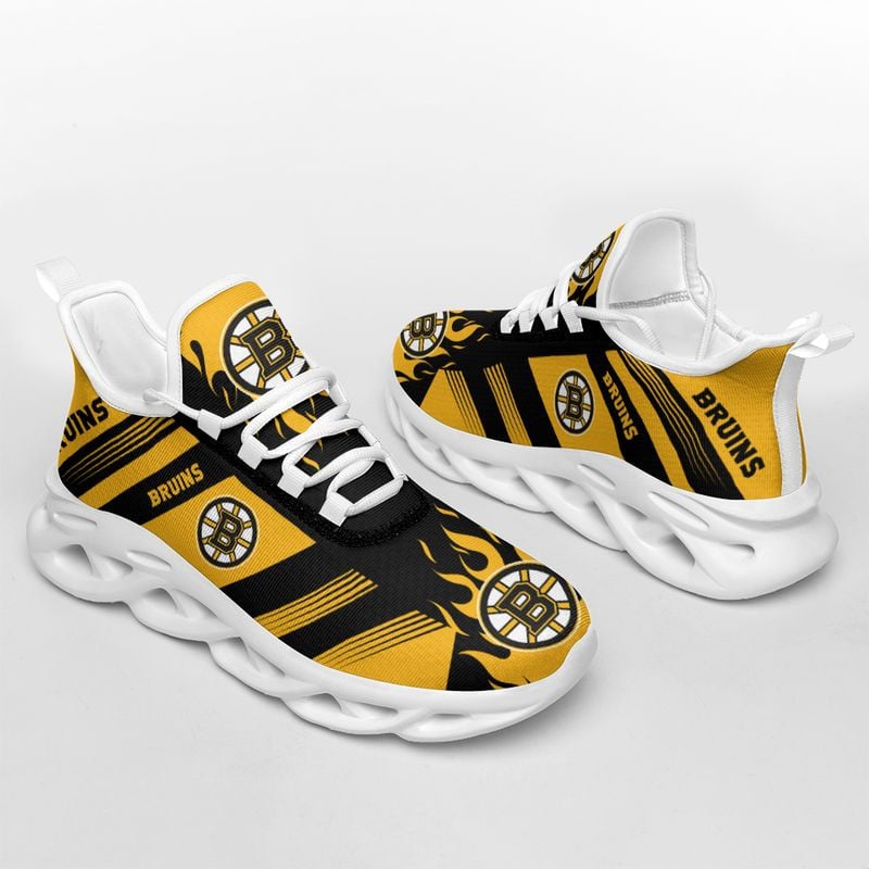 Boston Bruins Stripe and Fire Pattern Max Soul Shoes NEW019664 - Famjoys Boston Bruins Stripe and Fire Pattern Max Soul Shoes NEW019664 - Famjoys