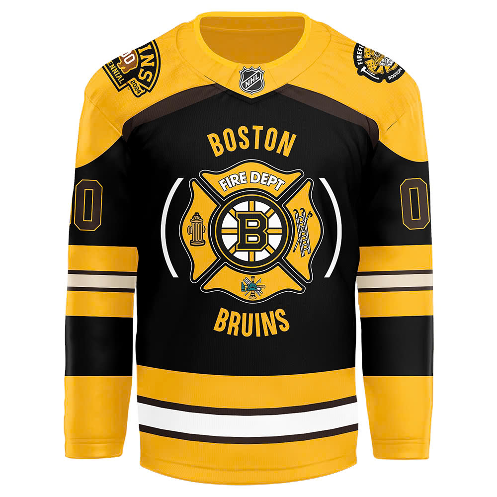 Boston Bruins x Firefighter Appreciation Night Premium Personalized Jersey - Famjoys Boston Bruins x Firefighter Appreciation Night Premium Personalized Jersey - Famjoys