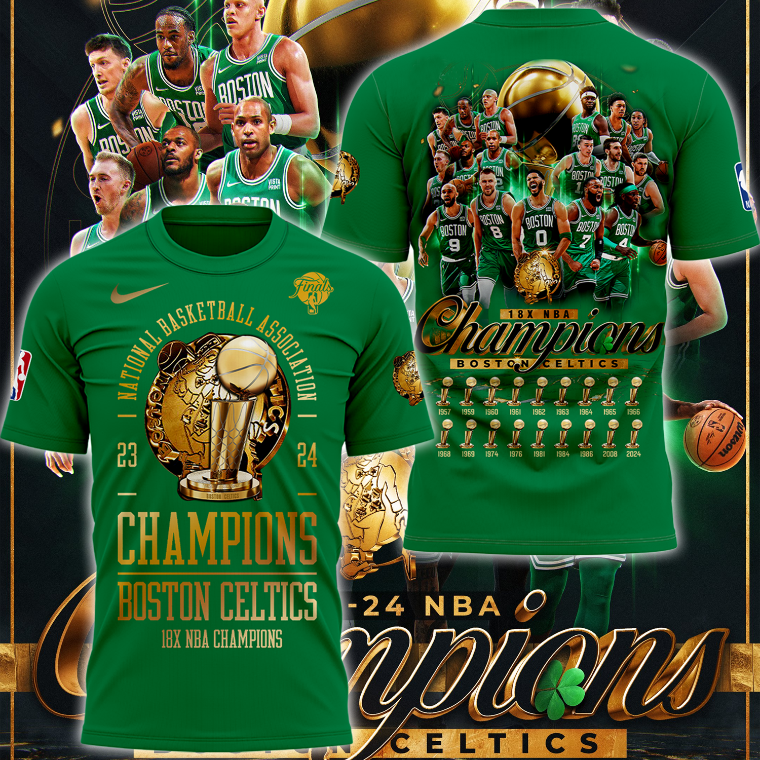 Boston Celtics 18 Time Finals Champions T Shirt