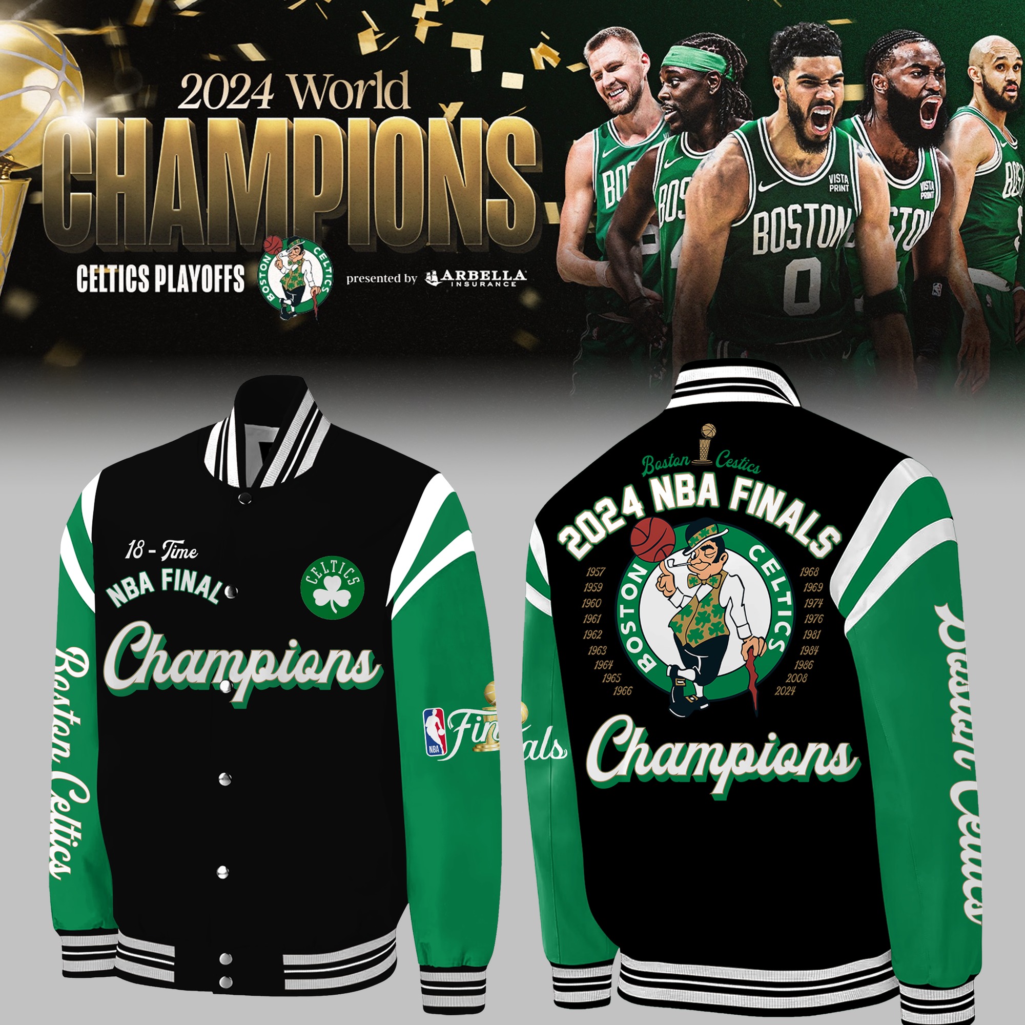 Boston Celtics 18-Time NBA Finals Champions Bomber Jacket