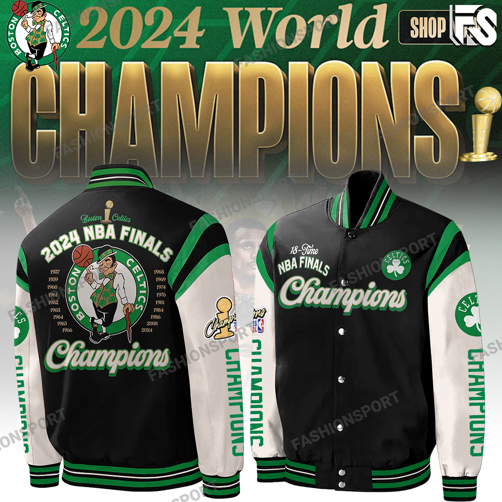 Boston Celtics 18Time NBA Finals Champions Bomber Jacket - Famjoys Boston Celtics 18Time NBA Finals Champions Bomber Jacket - Famjoys