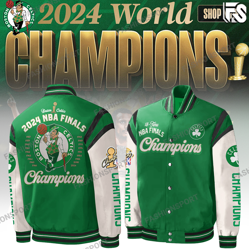 Boston Celtics 18Time NBA Finals Champions Bomber Jacket - Famjoys Boston Celtics 18Time NBA Finals Champions Bomber Jacket - Famjoys
