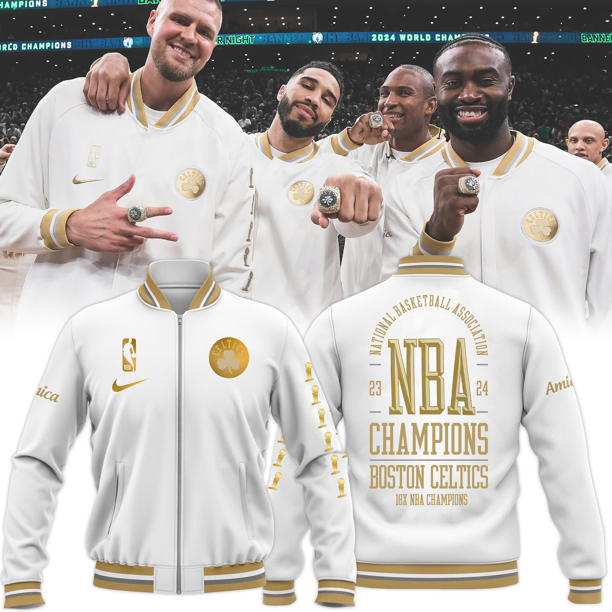 Boston Celtics Finals Champions Banner Collection Authentic Showtime Jacket - Famjoys Boston Celtics Finals Champions Banner Collection Authentic Showtime Jacket - Famjoys