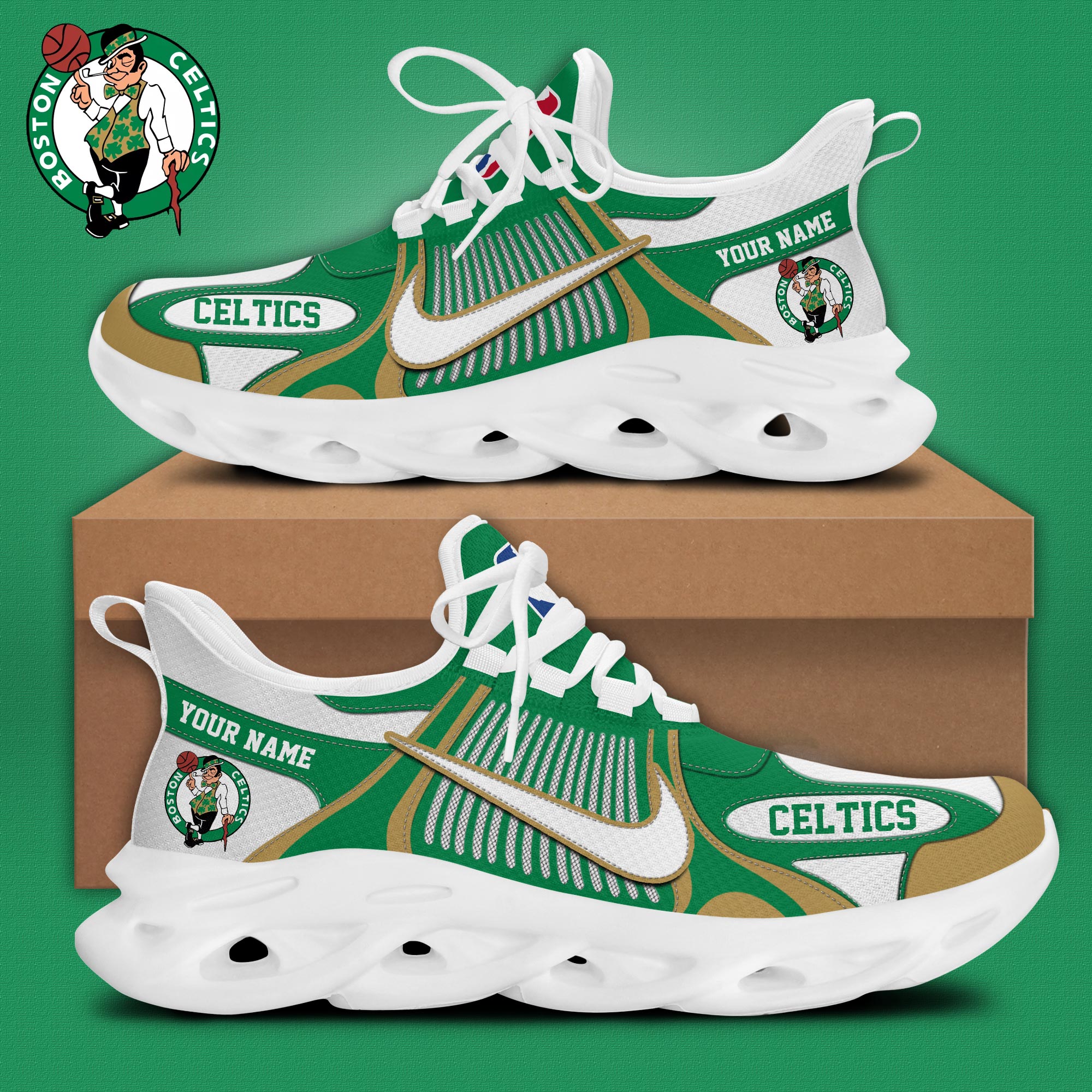 Boston Celtics Max Soul Shoes - Famjoys Boston Celtics Max Soul Shoes - Famjoys