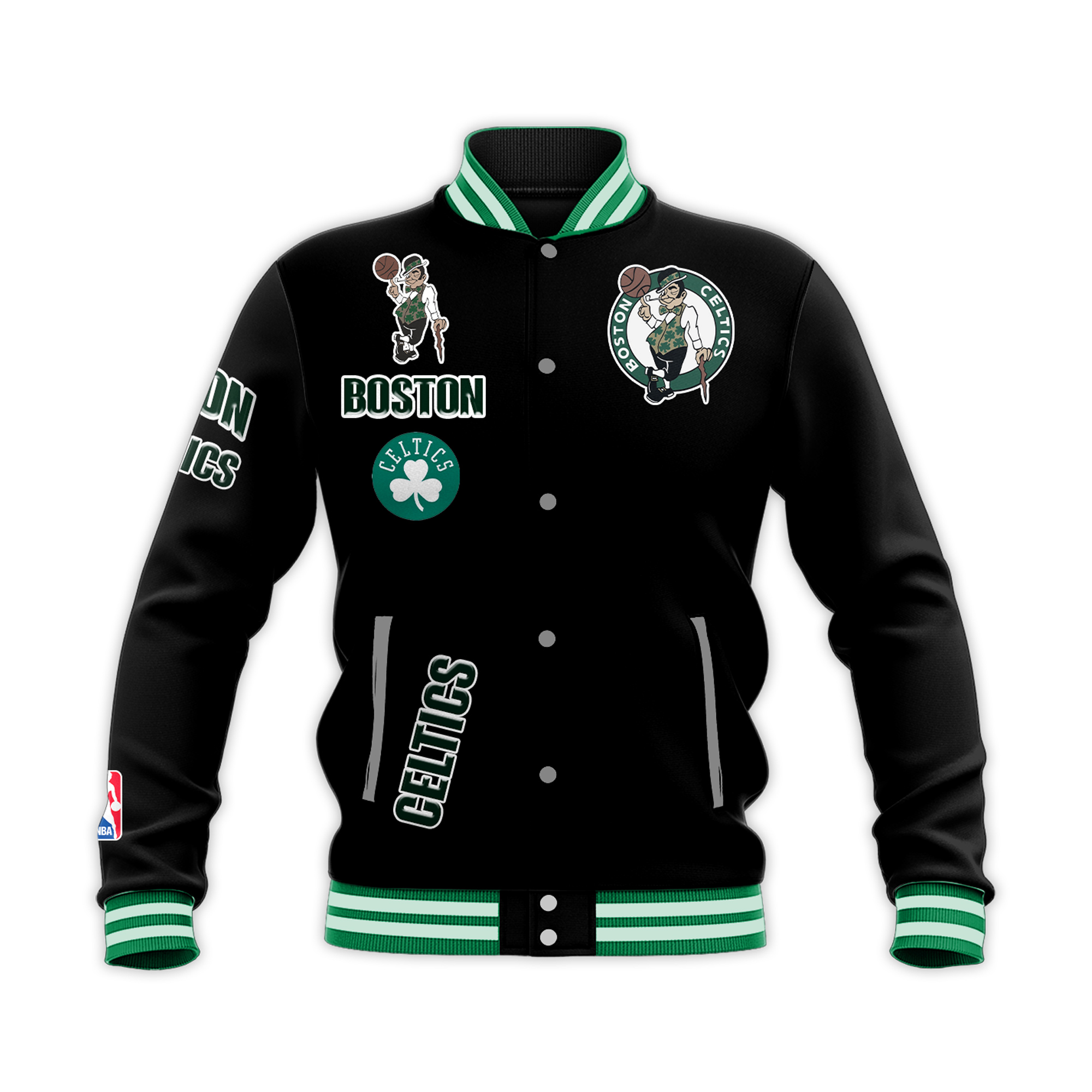 Boston Celtics NBA Premium Baseball Jacket - Famjoys Boston Celtics NBA Premium Baseball Jacket - Famjoys