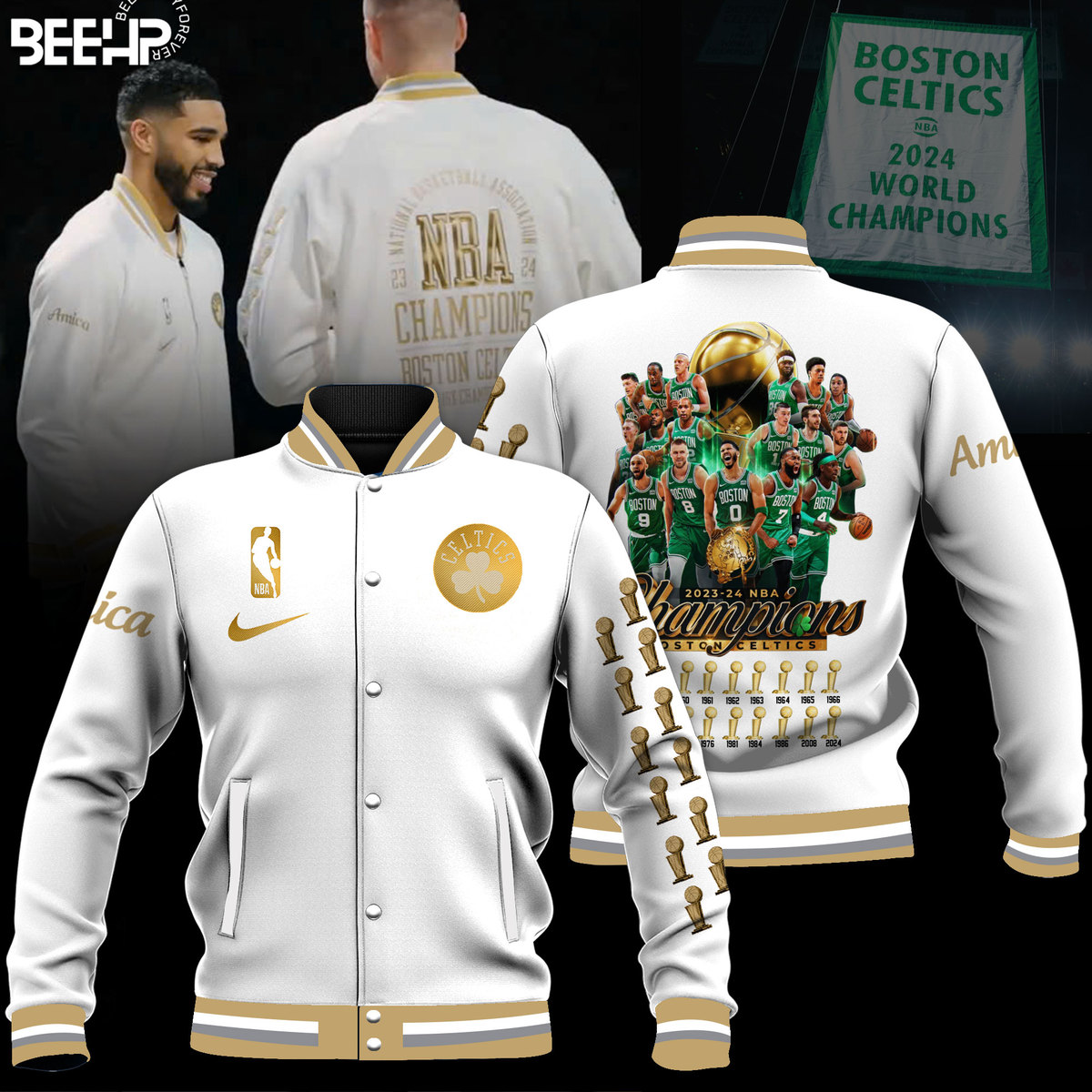 Boston Celtics World Champions Basketball Jacket - Famjoys Boston Celtics World Champions Basketball Jacket - Famjoys