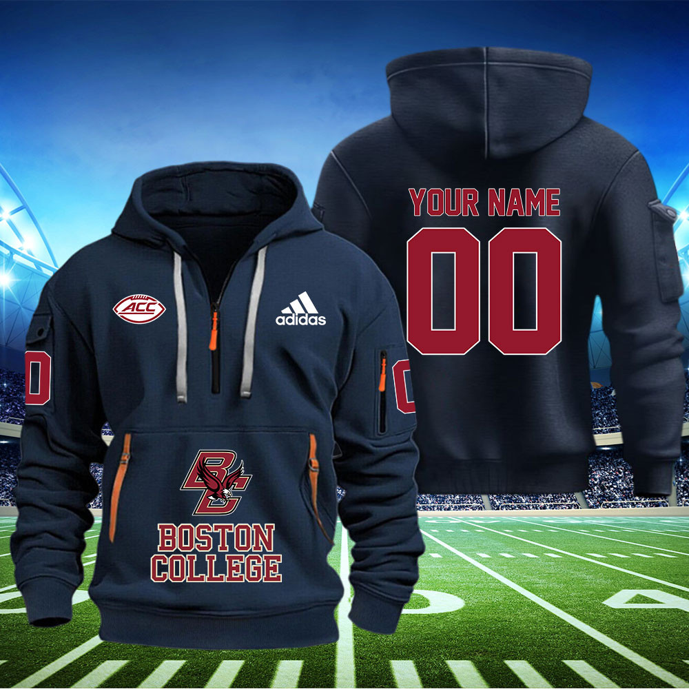 Boston College Eagles Football Quarter Zip Hoodie - Famjoys Boston College Eagles Football Quarter Zip Hoodie - Famjoys