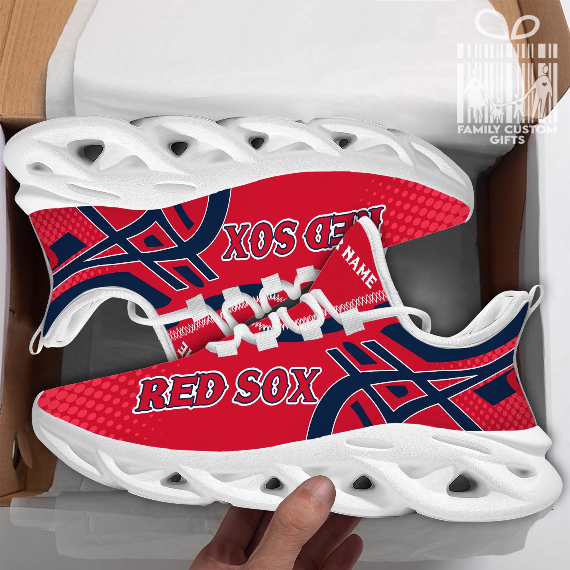 Boston Red Sox Custom Baseball Personalized Max Soul Sneakers Running Sport Shoes for Men Women - Famjoys Boston Red Sox Custom Baseball Personalized Max Soul Sneakers Running Sport Shoes for Men Women - Famjoys