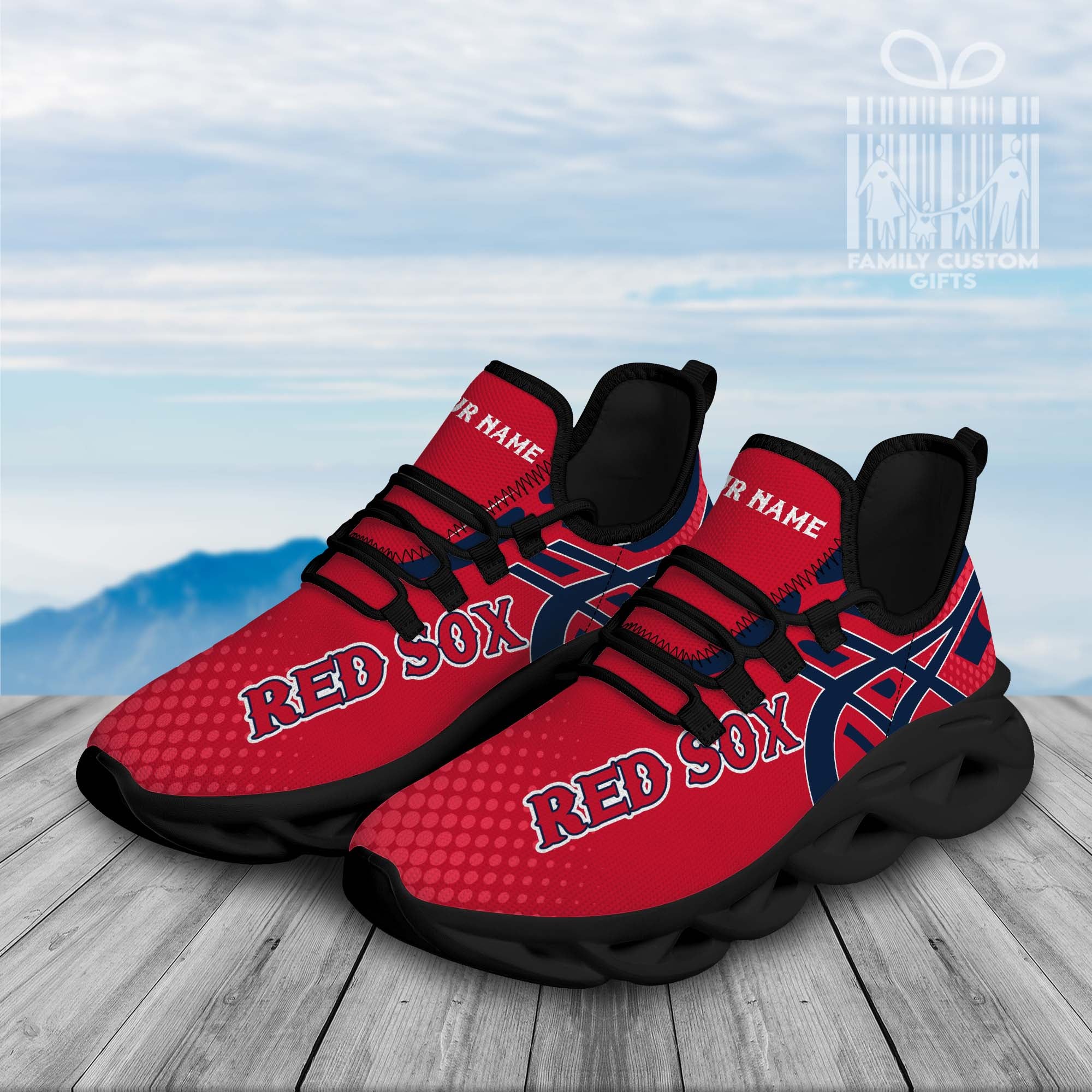 Boston Red Sox Custom Baseball Personalized Max Soul Sneakers Running Sport Shoes for Men Women - Famjoys Boston Red Sox Custom Baseball Personalized Max Soul Sneakers Running Sport Shoes for Men Women - Famjoys