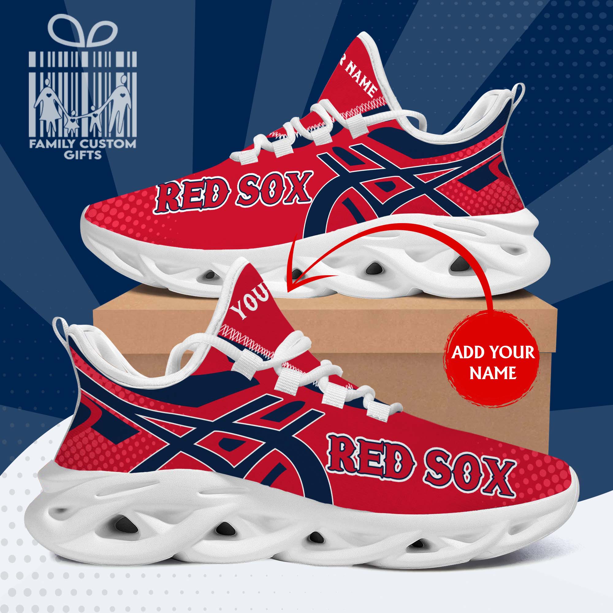 Boston Red Sox Custom Baseball Personalized Max Soul Sneakers Running Sport Shoes for Men Women - Famjoys Boston Red Sox Custom Baseball Personalized Max Soul Sneakers Running Sport Shoes for Men Women - Famjoys