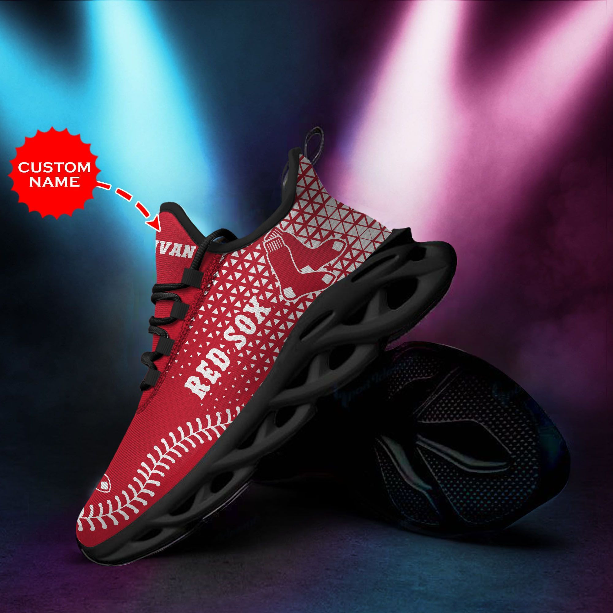 Boston Red Sox Custom Personalized Max Soul Sneakers Shoes - Famjoys Boston Red Sox Custom Personalized Max Soul Sneakers Shoes - Famjoys
