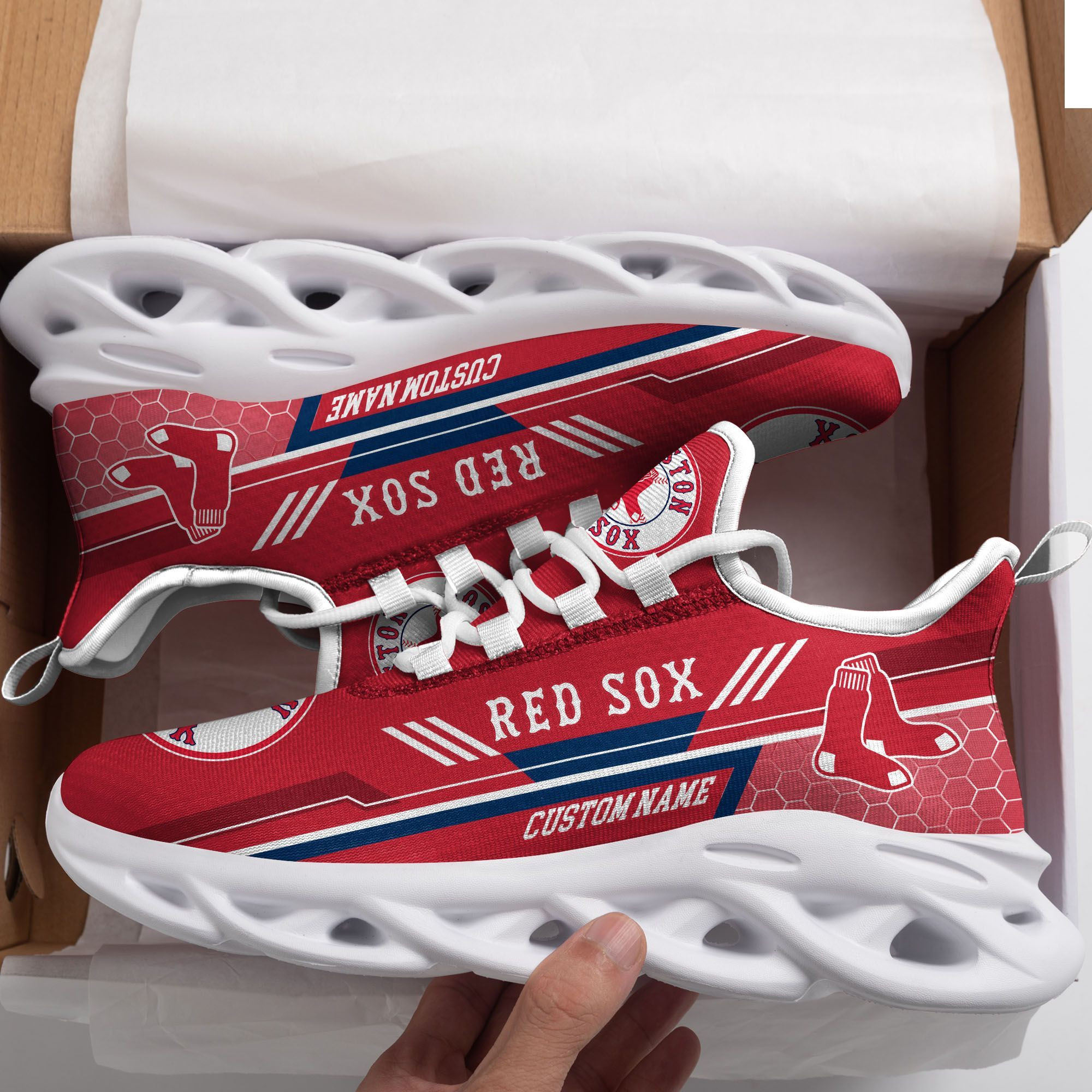 Boston Red Sox Custom Personalized Max Soul Sneakers Shoes - Famjoys Boston Red Sox Custom Personalized Max Soul Sneakers Shoes - Famjoys