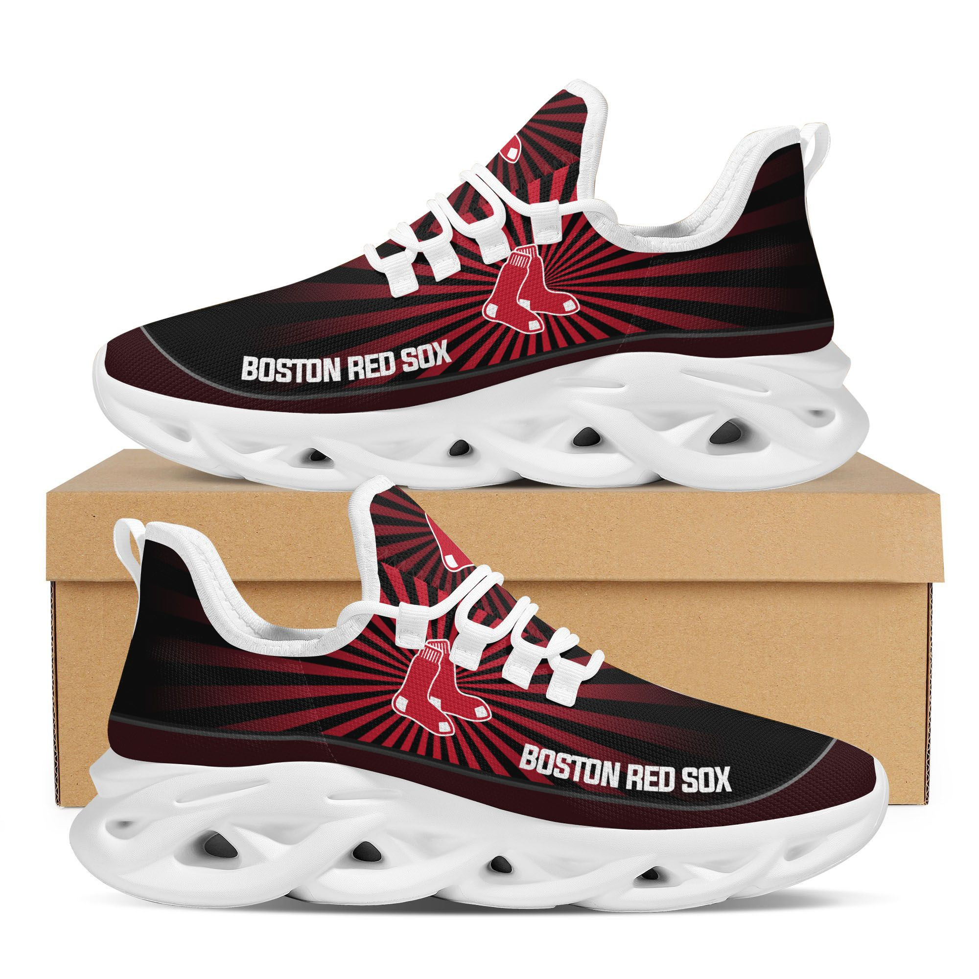 Boston Red Sox  Light Flashes Design Trending Max Soul Clunky Sneaker  Major League Baseball Team