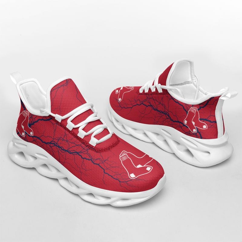Boston Red Sox Lightning Pattern Max Soul Shoes NEW020536 - Famjoys Boston Red Sox Lightning Pattern Max Soul Shoes NEW020536 - Famjoys