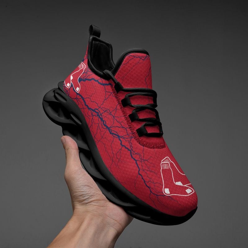 Boston Red Sox Lightning Pattern Max Soul Shoes NEW020536 - Famjoys Boston Red Sox Lightning Pattern Max Soul Shoes NEW020536 - Famjoys