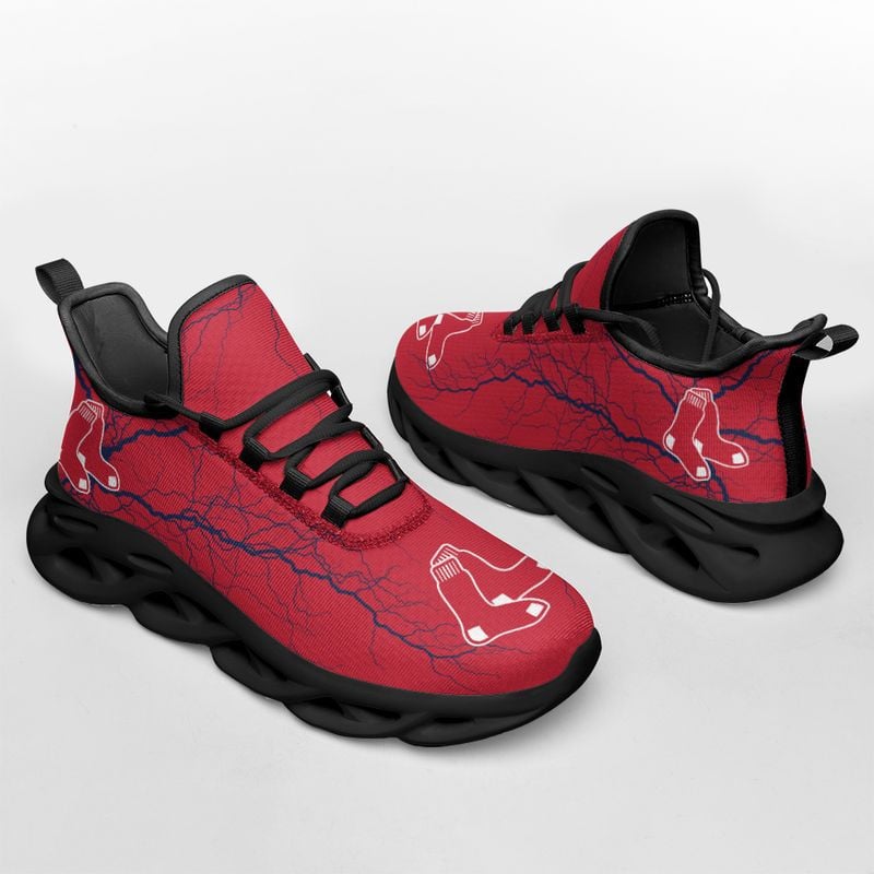 Boston Red Sox Lightning Pattern Max Soul Shoes NEW020536 - Famjoys Boston Red Sox Lightning Pattern Max Soul Shoes NEW020536 - Famjoys