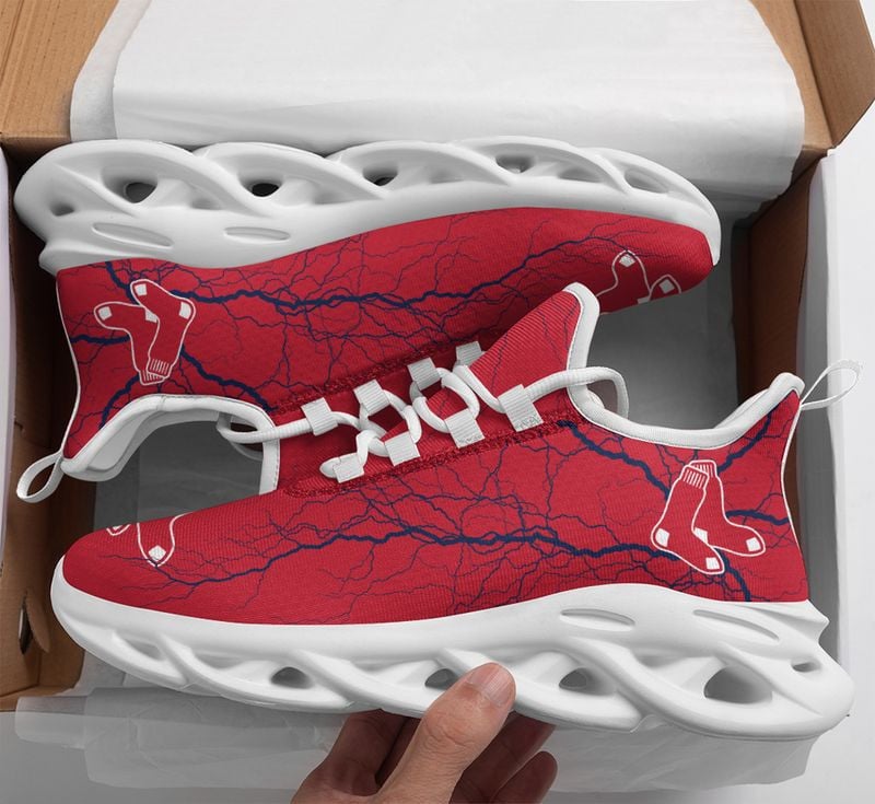 Boston Red Sox Lightning Pattern Max Soul Shoes NEW020536 - Famjoys Boston Red Sox Lightning Pattern Max Soul Shoes NEW020536 - Famjoys