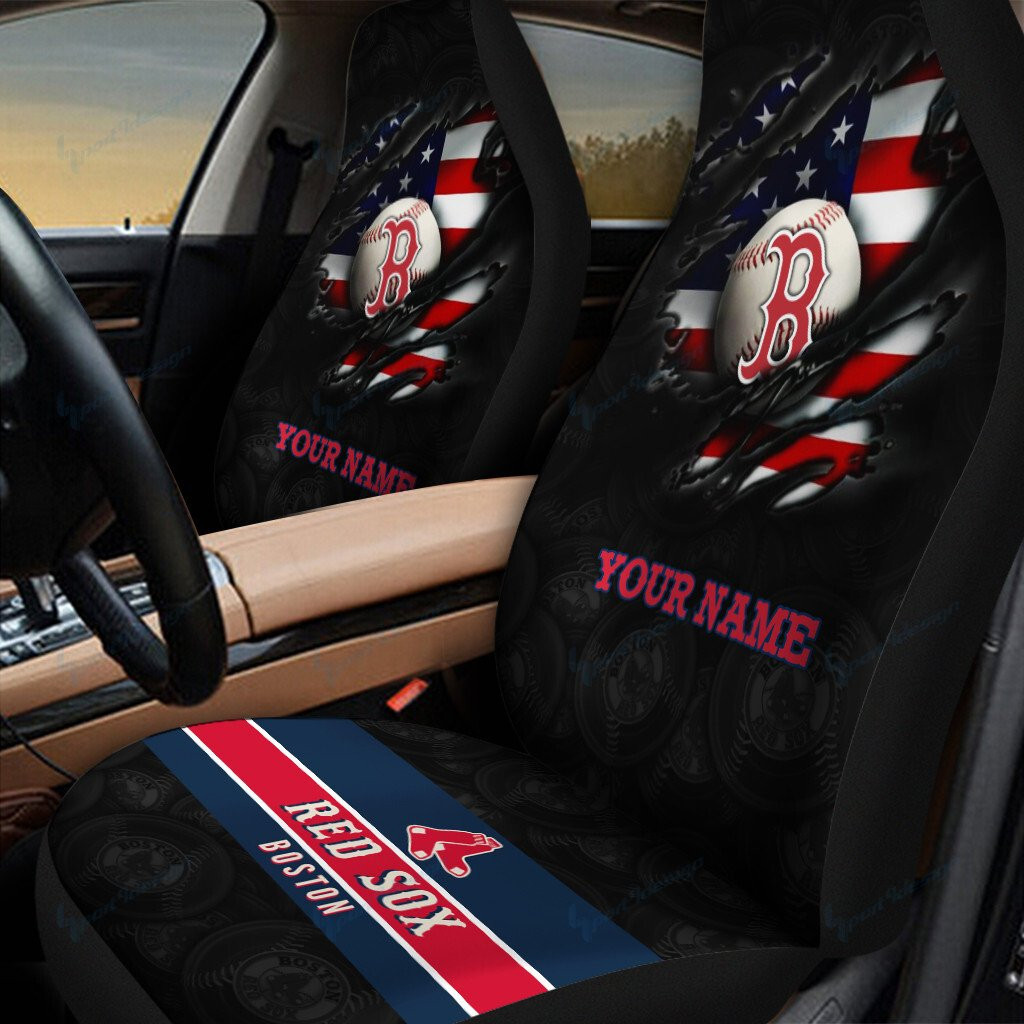 Boston Red Sox Personalized Car Seat Covers BG253 - Famjoys Boston Red Sox Personalized Car Seat Covers BG253 - Famjoys
