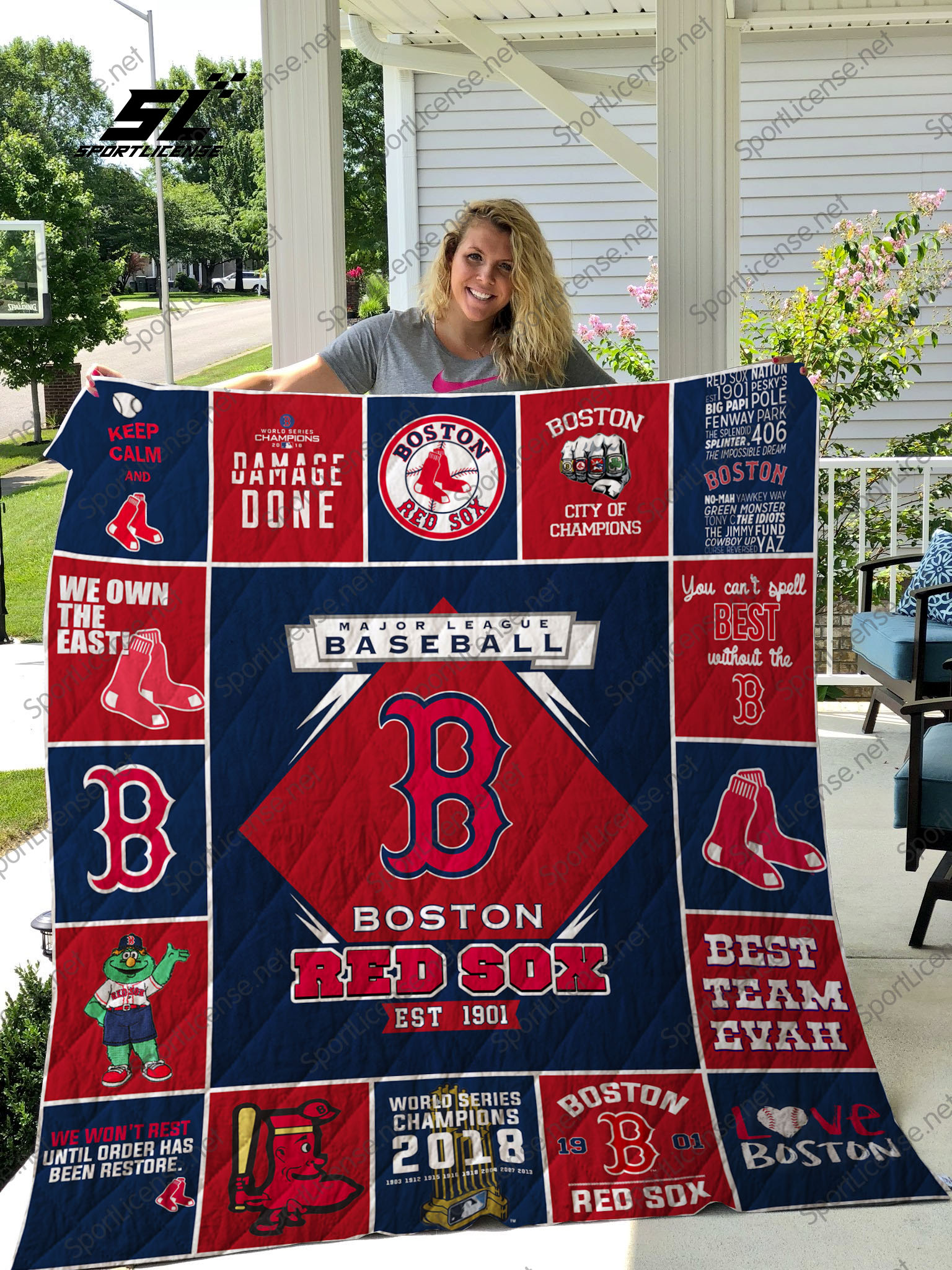 Boston Red Sox Quilt Blanket - Famjoys Boston Red Sox Quilt Blanket - Famjoys