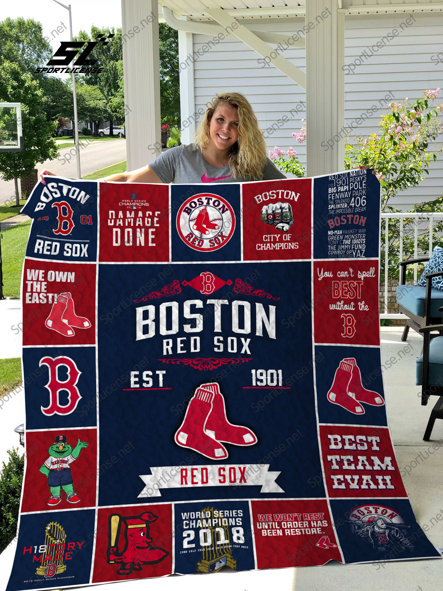 Boston Red Sox Quilt Blanket - Famjoys Boston Red Sox Quilt Blanket - Famjoys