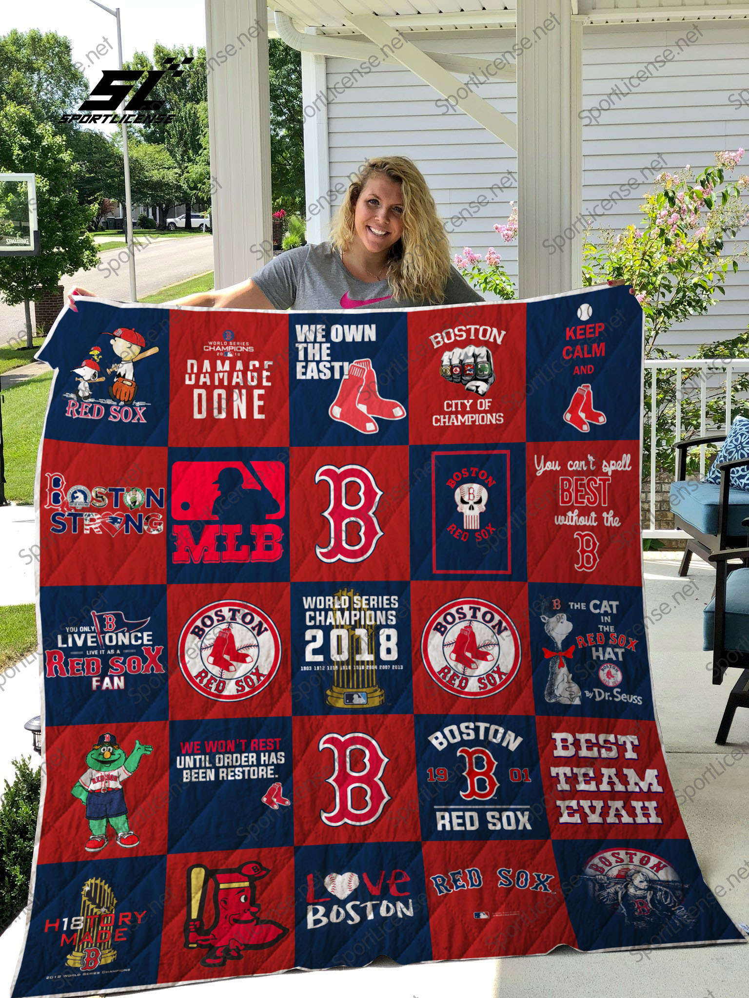 Boston Red Sox Quilt Blanket - Famjoys Boston Red Sox Quilt Blanket - Famjoys