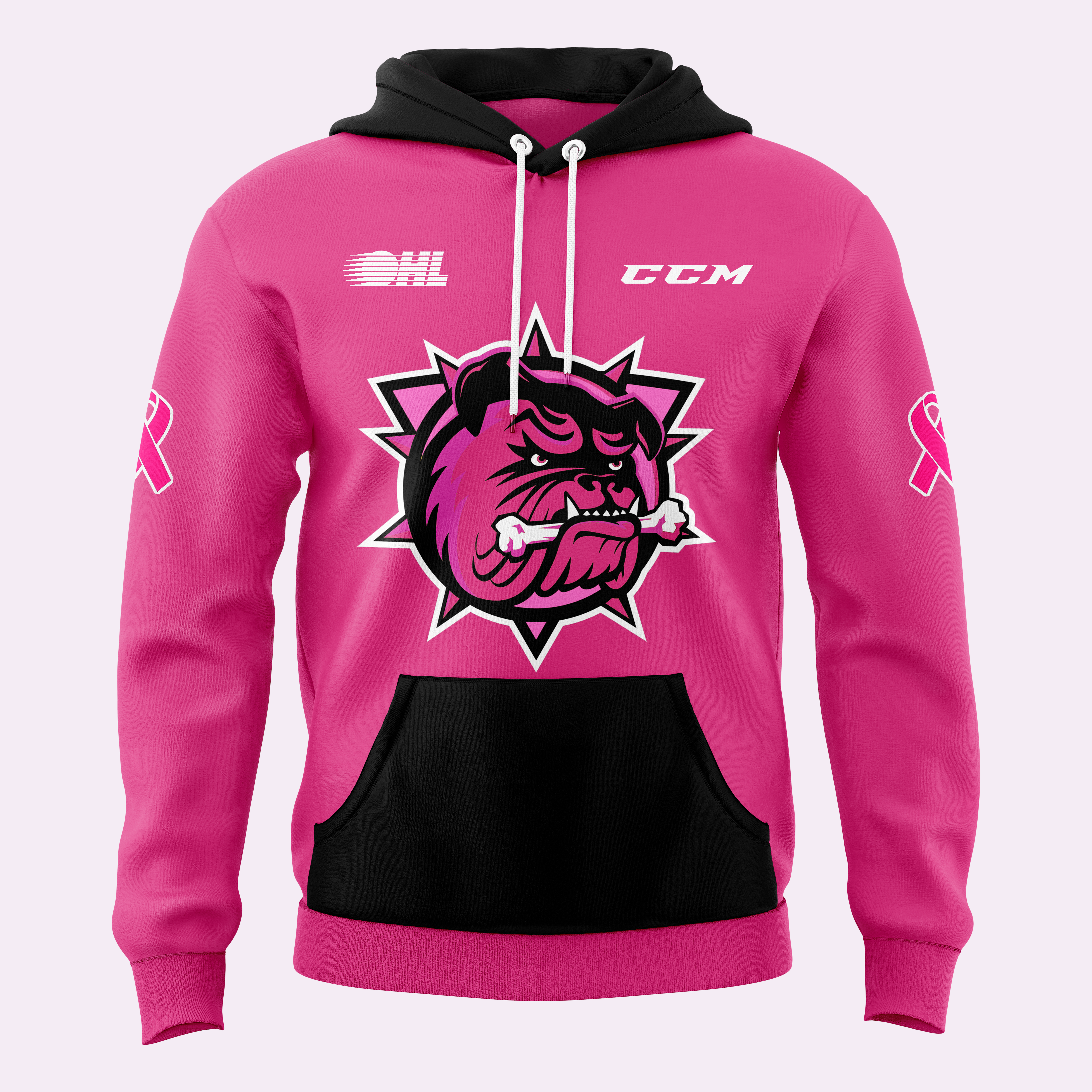 BrantFord Bulldogs x Pink in the Rink Night Pullover Hoodie - Famjoys BrantFord Bulldogs x Pink in the Rink Night Pullover Hoodie - Famjoys