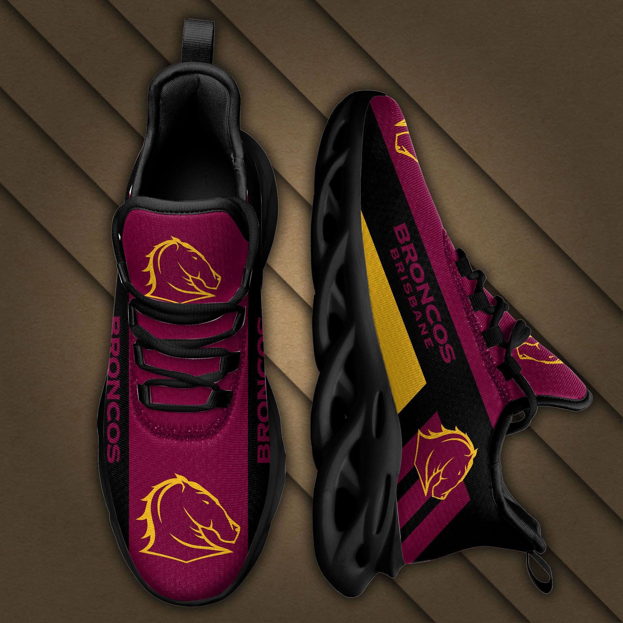 Brisbane Broncos Max Soul Sneakers Shoes - Famjoys Brisbane Broncos Max Soul Sneakers Shoes - Famjoys