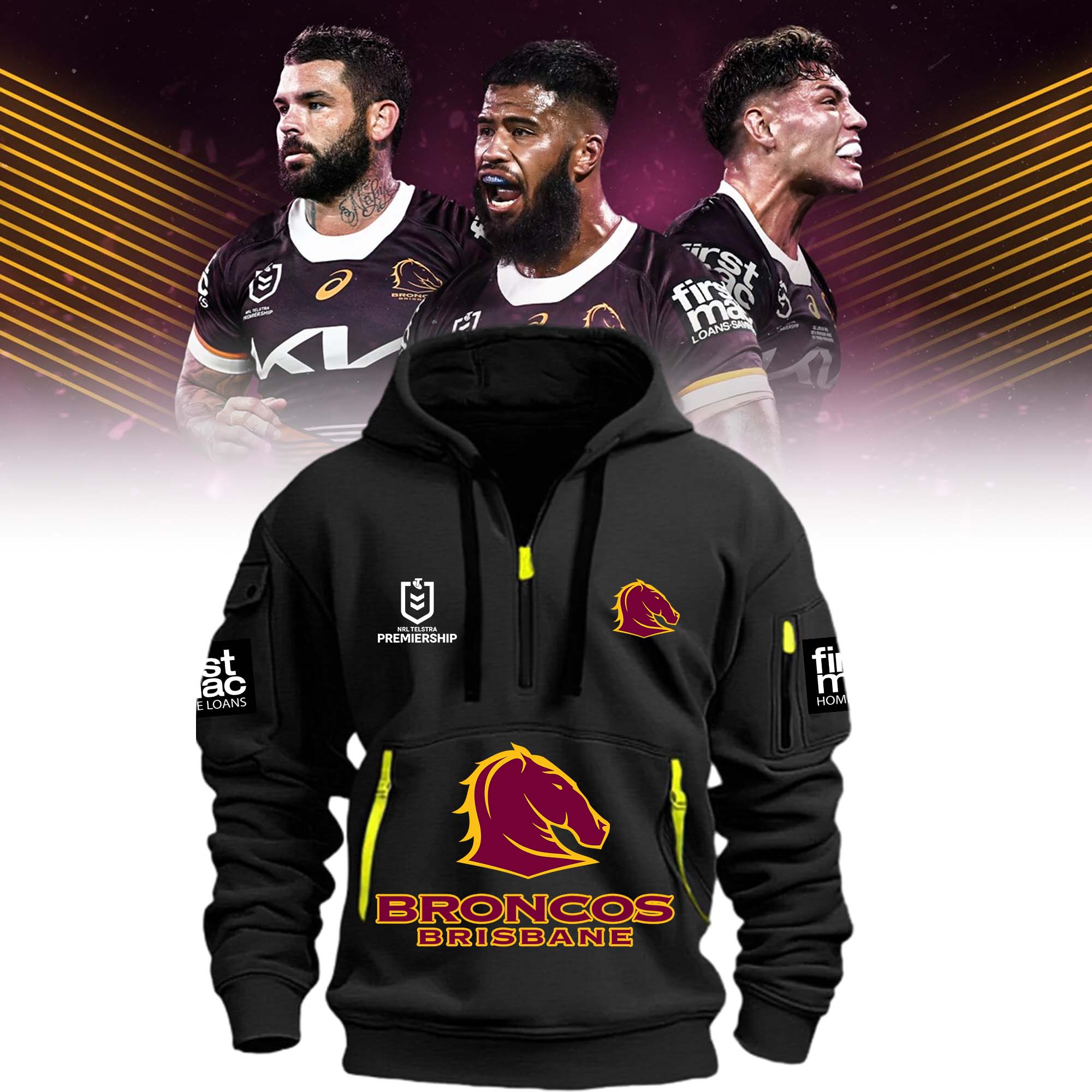 Brisbane Broncos New Hoodie Black 2024 - Famjoys Brisbane Broncos New Hoodie Black 2024 - Famjoys