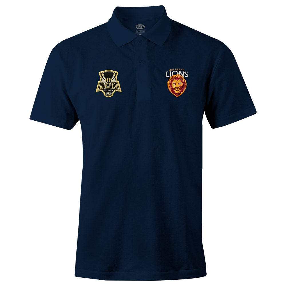 Brisbane Lions Premiers Adults Gold Logo Polo - Famjoys Brisbane Lions Premiers Adults Gold Logo Polo - Famjoys