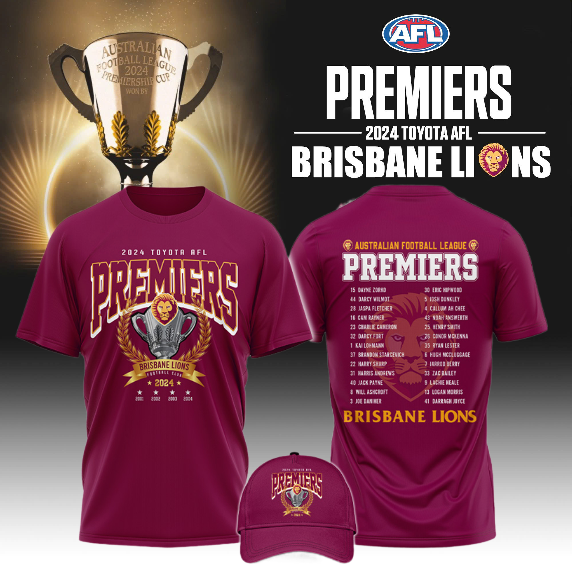 Brisbane Lions Premiers Adults Tee Version 2 - Famjoys Brisbane Lions Premiers Adults Tee Version 2 - Famjoys