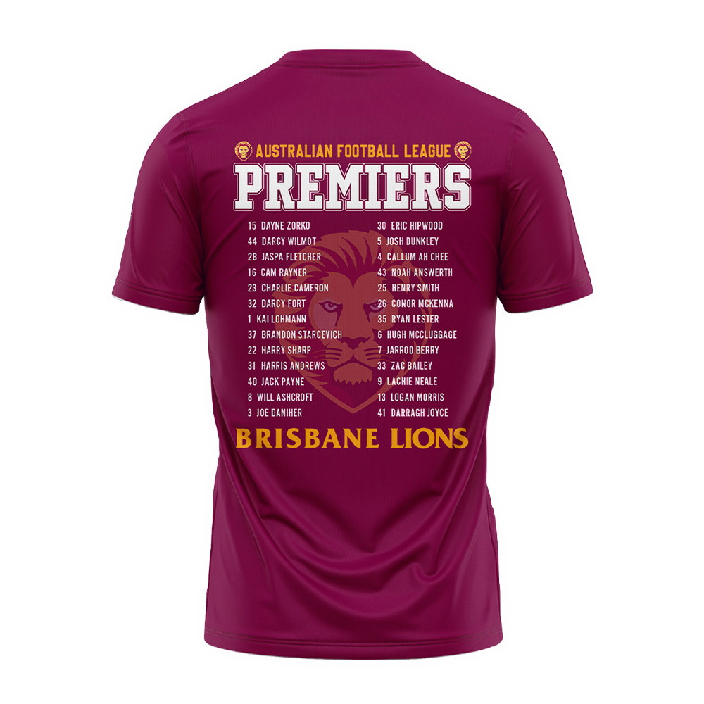 Brisbane Lions Premiers Tshirt Version 2 - Famjoys Brisbane Lions Premiers Tshirt Version 2 - Famjoys