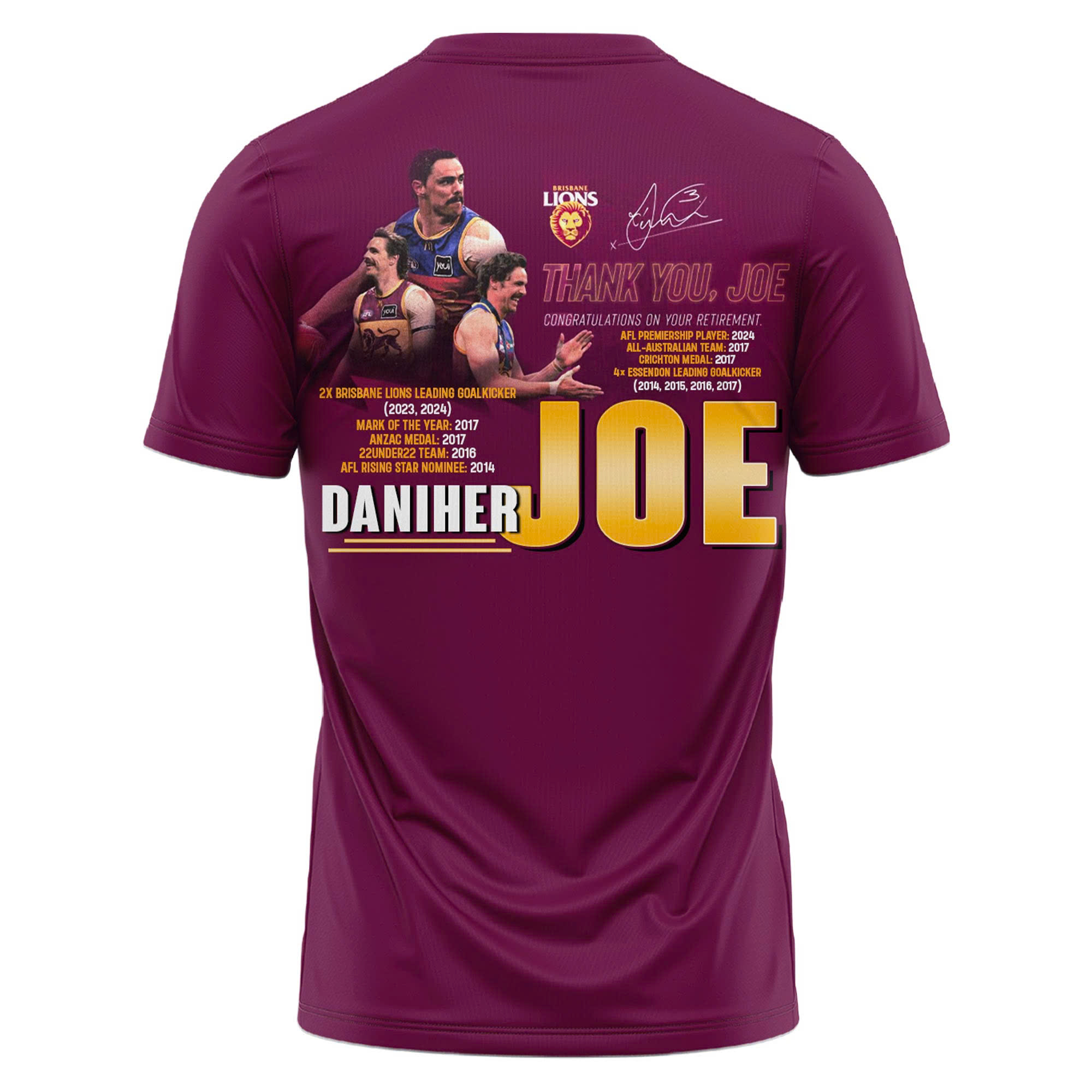 Brisbane Lions Thank You Joe Shirt - Famjoys Brisbane Lions Thank You Joe Shirt - Famjoys