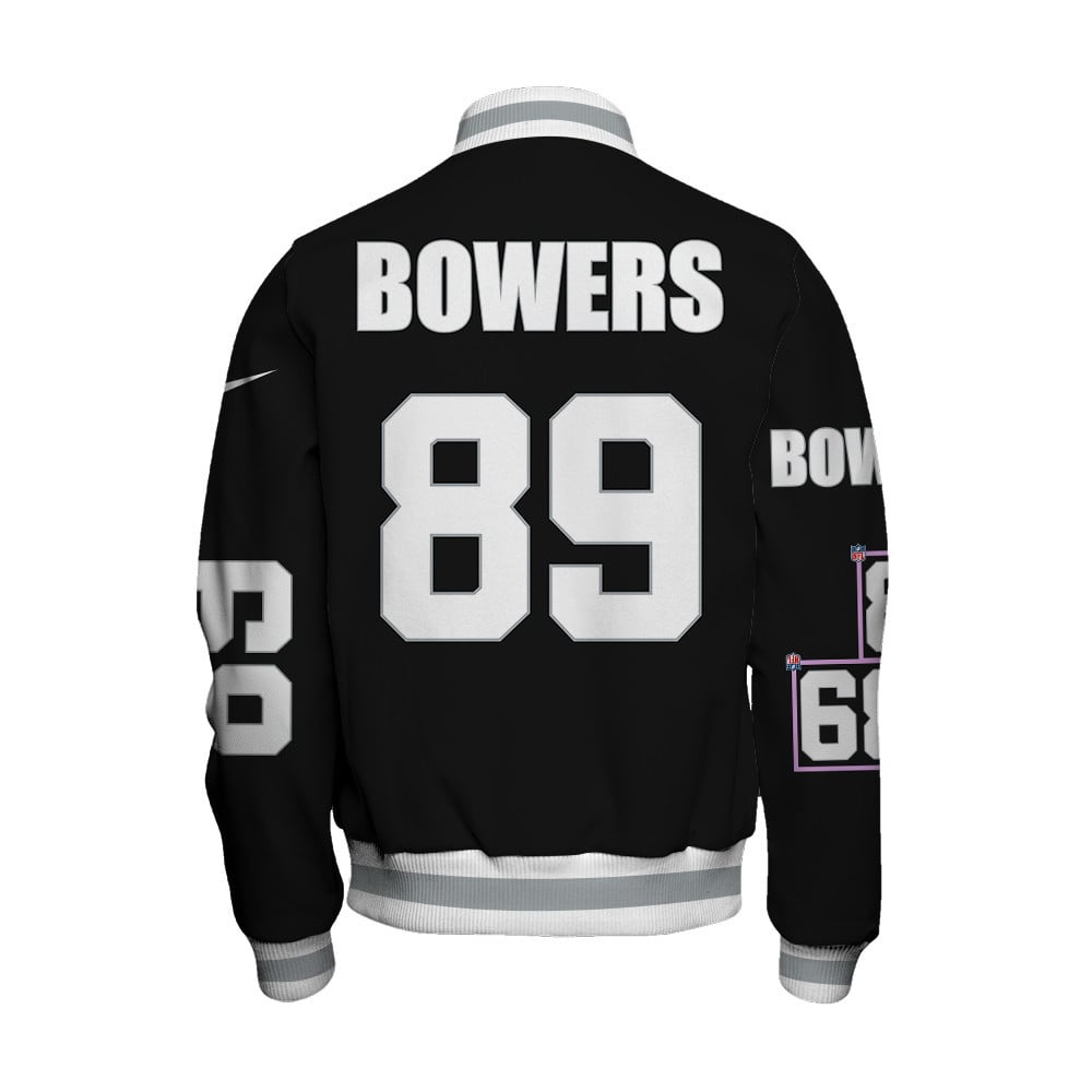 Brock Bowers #89 Las Vegas Raiders National Football League Unisex Varsity Jacket - Famjoys Brock Bowers #89 Las Vegas Raiders National Football League Unisex Varsity Jacket - Famjoys