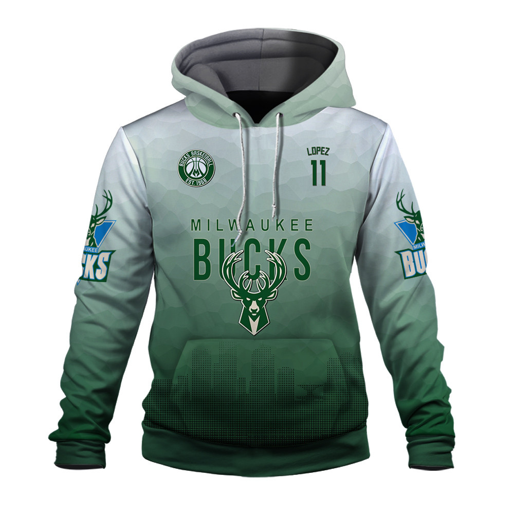 Brook Lopez 11 NBA Milwaukee Bucks Fear The Deer Unisex 3D Hoodie - Famjoys Brook Lopez 11 NBA Milwaukee Bucks Fear The Deer Unisex 3D Hoodie - Famjoys