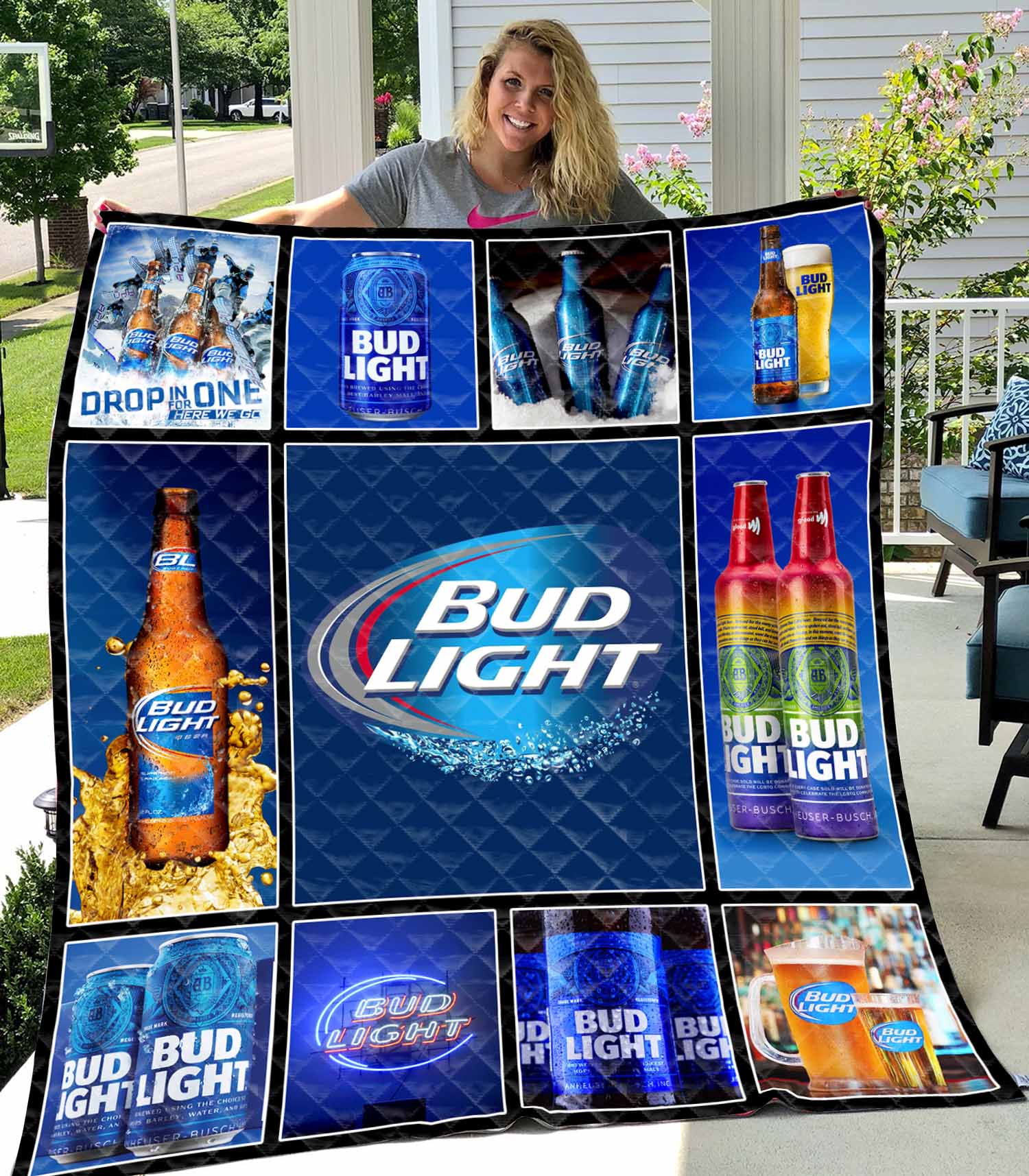 Bud Light Beer Quilt Blanket - Famjoys Bud Light Beer Quilt Blanket - Famjoys